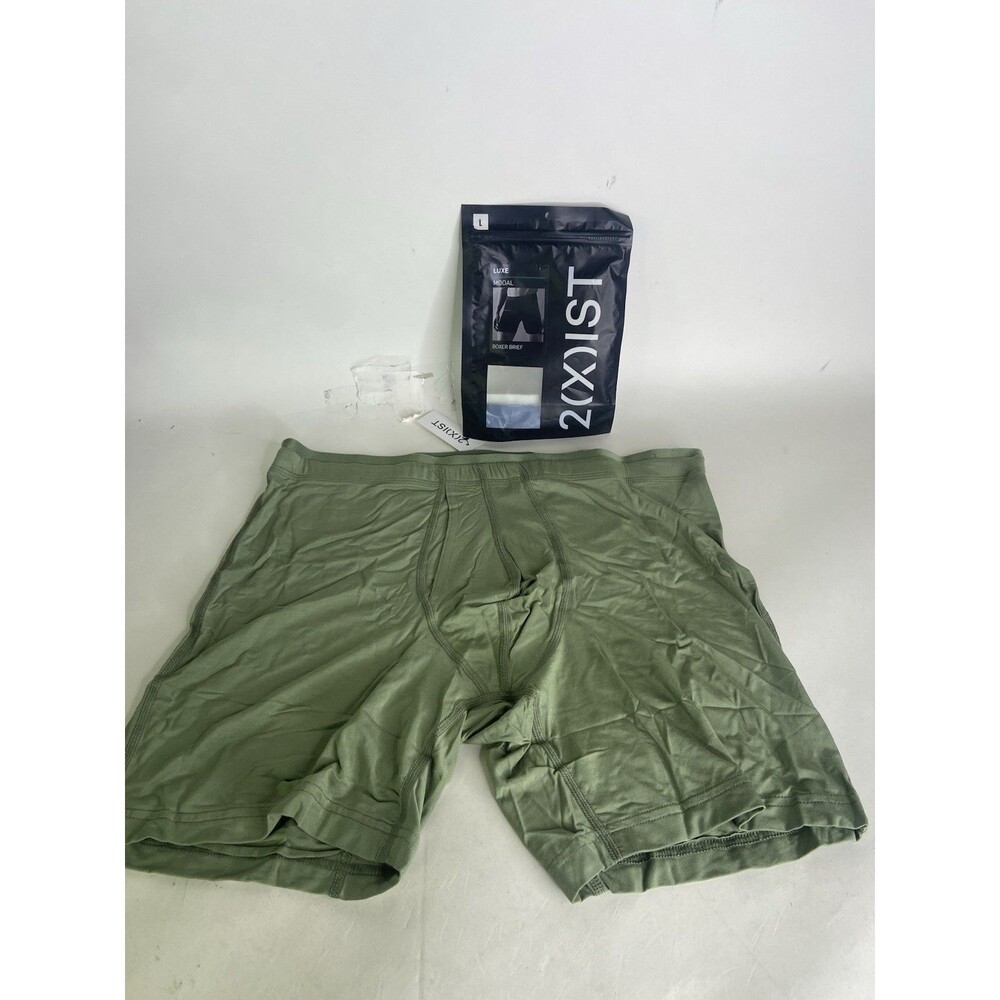 2xist Modal Luxe Boxer Brief 6in Underwear Matte Green Mens Size L